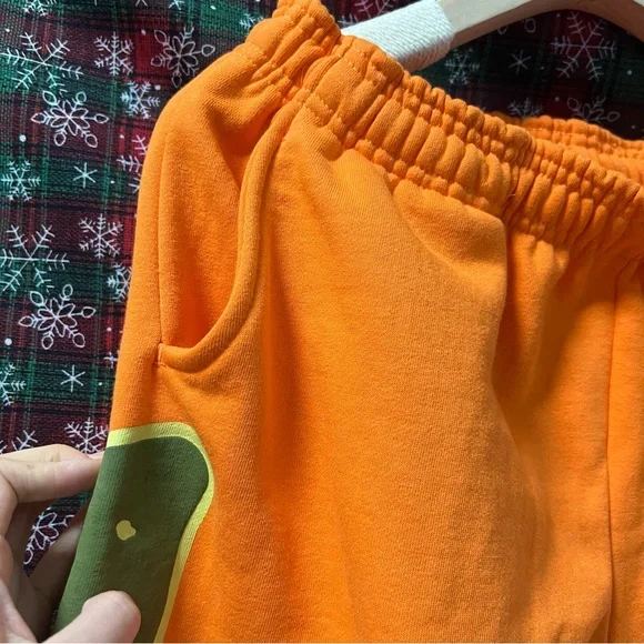 SpSder Bubble Green Lettering Print OrangeSweatpants